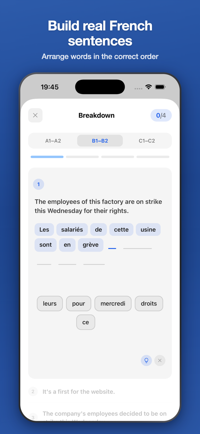 Breakdown sentence builder
